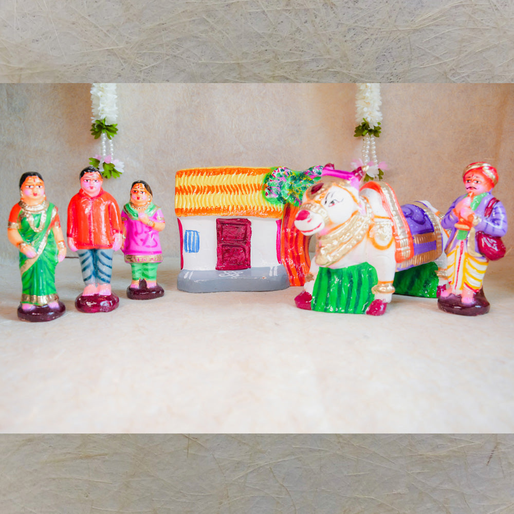 Navaratri Handcrafted Boom Boom Maadu Set Traditional Indian Golu Doll