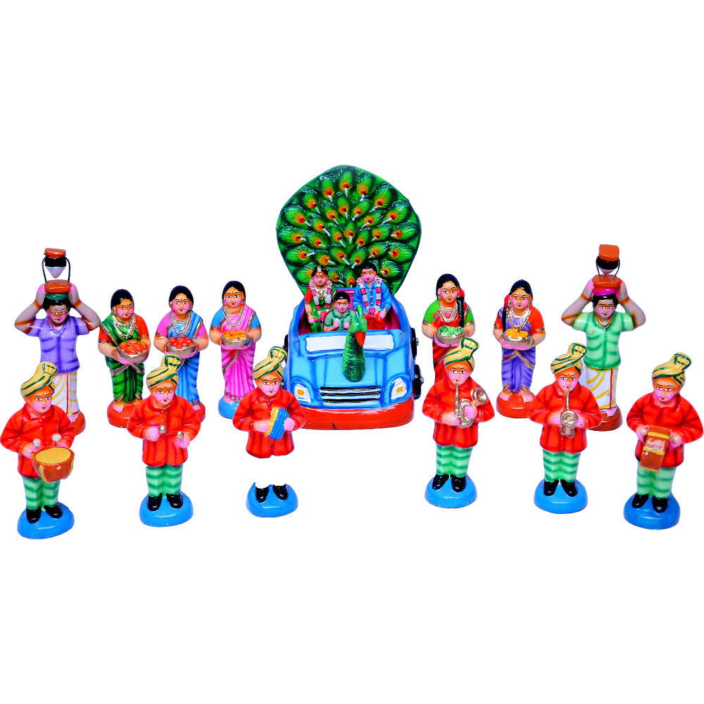 Navaratri Handcrafted Marriage Car Oorvalam Set Traditional Indian Golu Doll
