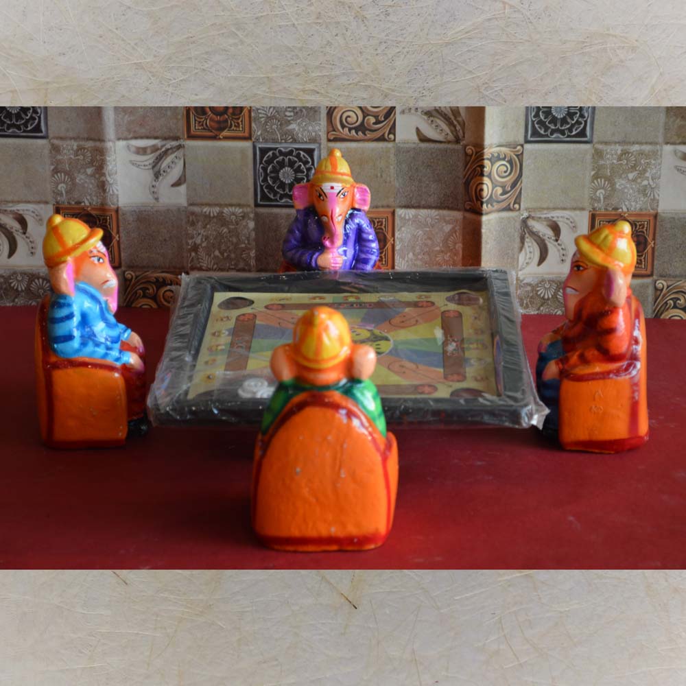 Navarathri Golu Doll Ganesh Playing Carrom Set