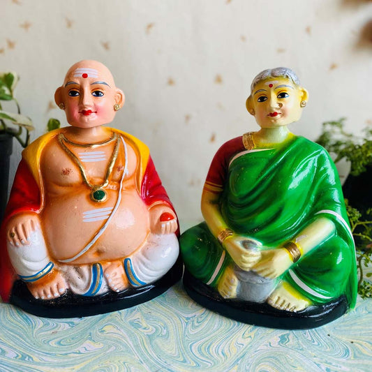 Navarathri Golu Doll Chettiyar And Chettiachi Set- Pattai