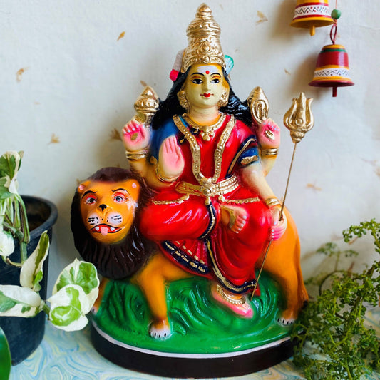 Handcrafted Durga Statue – Divine Goddess Durga On Lion With Powerful Pose