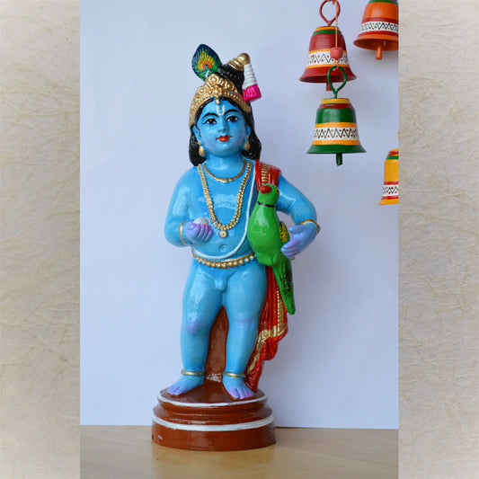 Navaratri Handcrafted Krishnan With Kili Traditional Indian Golu Doll