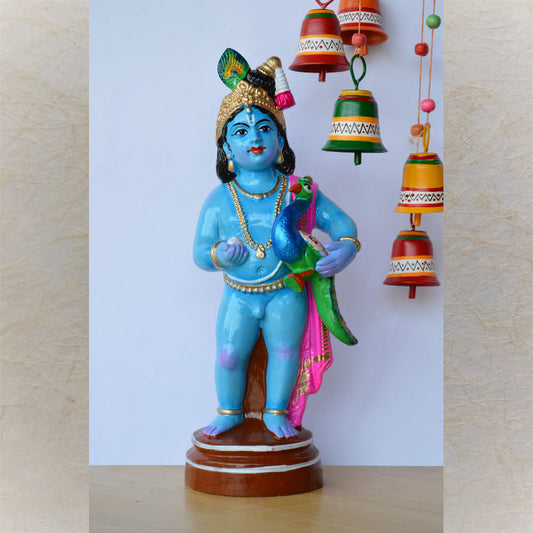 Navaratri Handcrafted Krishna Wiyh Mayil Traditional Indian Golu Doll
