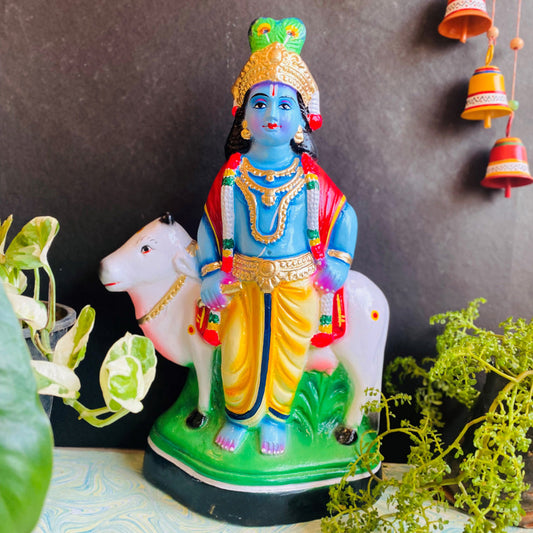 Navaratri Handcrafted Krishna With Cow Traditional Indian Golu Doll