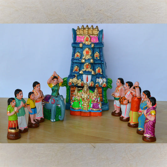 Navaratri Handcrafted Sorgavasal Set Traditional Indian Golu Doll