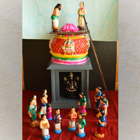 Navaratri Handcrafted Temple Kumbabishegam Set Vinayagar Kovil Traditional Indian Golu Doll