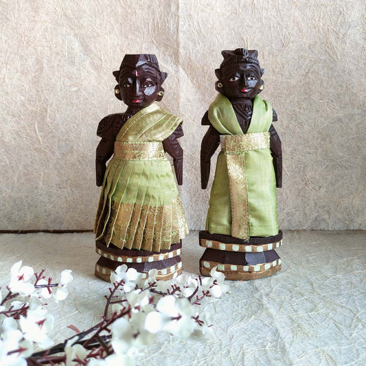 Marapachi Doll Set In Indian Clothing Available In Sizes 6" 8" 10" Assorted Colors